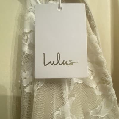 Lulus NWT Ivory Lace Overlay Wedding Spagg Strap Bridal Beachy Boho Formal Sm - Thumbnail 8