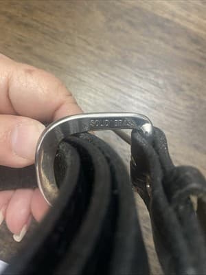 Unbranded Black Leather Belt With Silver Toned Brass - Thumbnail 6