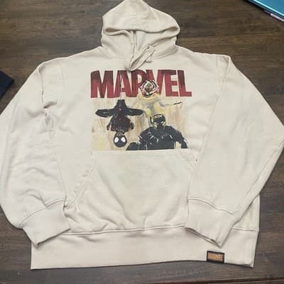Marvel Superheroes Hoodie Unisex Sm Cream Beige SpiderMan Black Panther Storm - Thumbnail 2