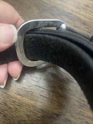 Unbranded Black Leather Belt With Silver Toned Brass - Thumbnail 5