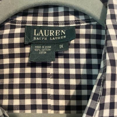 Lauren Ralph Lauren Old Money Classic Prep Preppy ladies shirt Black Checked 1XL - Thumbnail 3