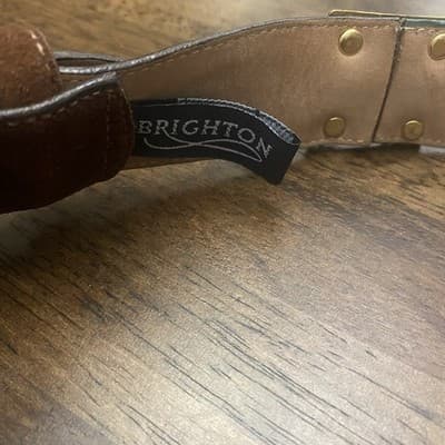 Brighton Vintage 90s Belt Colorblock Brown Green Tan Maroon Suede 33in Length - Thumbnail 6