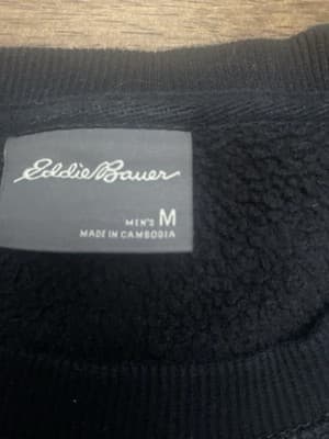 Eddie Bauer Sweater Men Medium Black Sweatshirt Crewneck Pullover Hiking - Thumbnail 3
