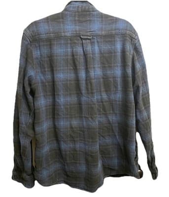Orvis Classic Collection Heavy Blue & BlackPlaid Flannel Shirt Mens L Button Up - Thumbnail 2