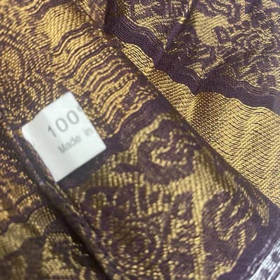 100% Silk Scarf Purple Gold Silver 66x20 - Thumbnail 4