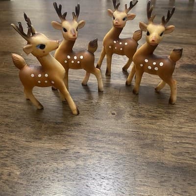 Japanese Vintage Christmas Reindeer Soft Vinyl 5" 1950’s Lot Of 4 - Thumbnail 3
