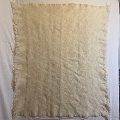 Vintage Pendleton Throw Blanket, 100% Virgin Wool 56" x 40" Soft Pale Yellow - Thumbnail 4
