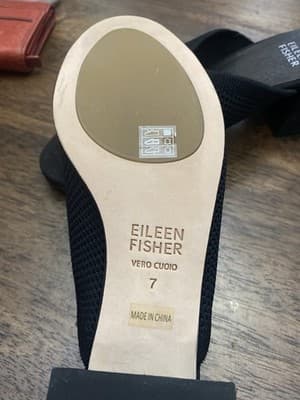 Eileen Fisher Katniss Peep Toe Mules Nude Nubuck Leather Block Heel Size 7 - Thumbnail 4