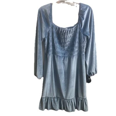 LC Lauren Conrad Dress Womens Icee Blue Velvet Babydoll Holiday Fairy XL