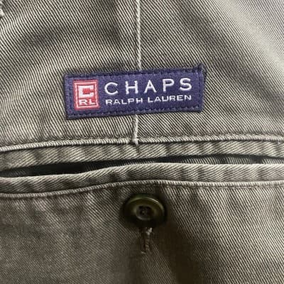 Vintage Chaps Ralph Lauren Pants Mens 36x30 Olive Green Pleated Chino Cuffed Hem - Thumbnail 4