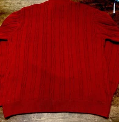 Alan Flusser Mens Cable Knit Sweater Quarter Zip Cotton XXL Deep Cranberry Red - Thumbnail 2