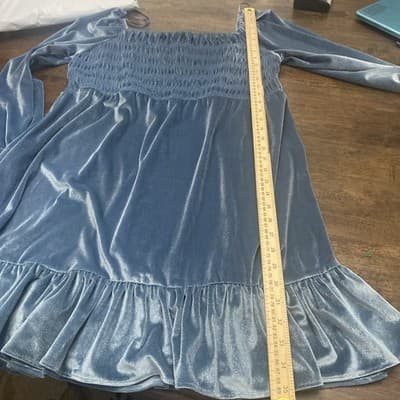 LC Lauren Conrad Dress Womens Icee Blue Velvet Babydoll Holiday Fairy XL - Thumbnail 11