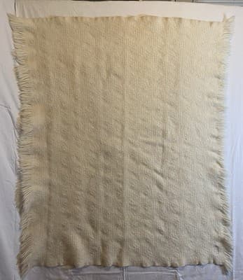 Vintage Pendleton Throw Blanket, 100% Virgin Wool 56" x 40" Soft Pale Yellow - Thumbnail 5