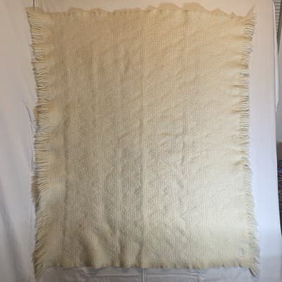 Vintage Pendleton Throw Blanket, 100% Virgin Wool 56" x 40" Soft Pale Yellow - Thumbnail 2