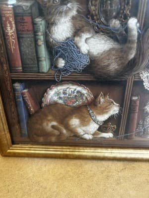 Mischief by Janet Kruskamp Framed Print Three Cats 11.25 x 9.25" Vintage - Thumbnail 4