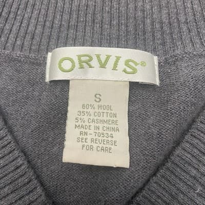 Orvis Women's Gray Wool Blend Long-Sleeve V-Neck Pullover Sweater - Size L - Thumbnail 8