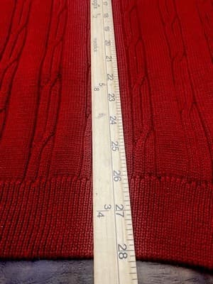 Alan Flusser Mens Cable Knit Sweater Quarter Zip Cotton XXL Deep Cranberry Red - Thumbnail 7