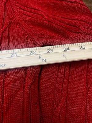 Alan Flusser Mens Cable Knit Sweater Quarter Zip Cotton XXL Deep Cranberry Red - Thumbnail 5