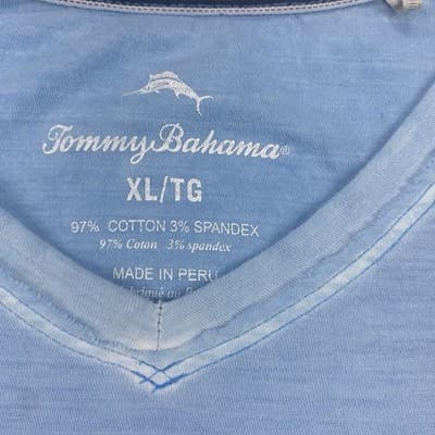 Tommy Bahama T-Shirt Mens XL V-Neck SS Cotton Stretch Classic Ribbed Wash - Thumbnail 2