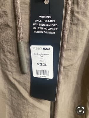 Fashion Nova Brown Taupe Cargo Parachute Pants Women's XS NWT Y2K Streetwear - Thumbnail 2