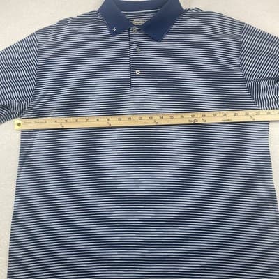 Ben Hogan Men's Performance Stripe Polo Golf Shirt Blue L Cotton Classic Preppy - Thumbnail 2
