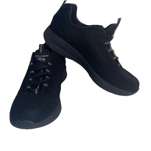 SKECHERS Dual-Lite Black Sparkle Trim Lace-up Sneakers Women's Size: 8