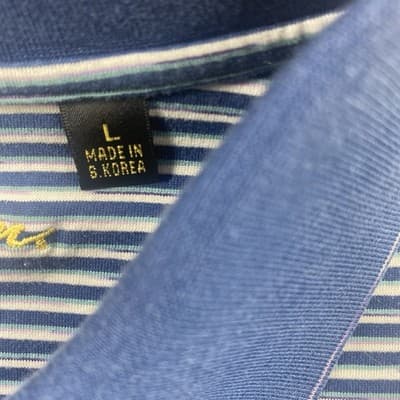 Ben Hogan Men's Performance Stripe Polo Golf Shirt Blue L Cotton Classic Preppy - Thumbnail 9