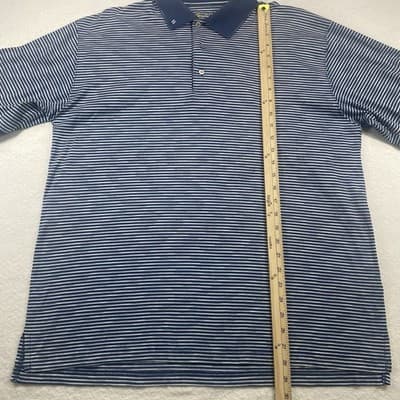 Ben Hogan Men's Performance Stripe Polo Golf Shirt Blue L Cotton Classic Preppy - Thumbnail 4