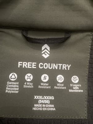 Free Country Mens Dark Olive XXXL Softshell Jacket Fleece Lined Full Zip - Thumbnail 8