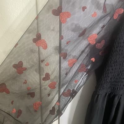 Valentine Dress 4XL Smocked Bodice Sheer Sleeves With Red Glitter Hearts - Thumbnail 5