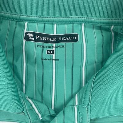 Pebble Beach Shirt Performance Mens Golf Polo Shirt Size XL Green Striped - Thumbnail 4