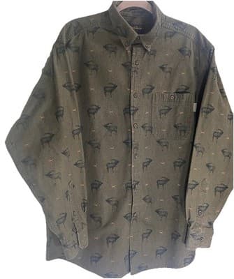 Woolrich Elk Deer Print Shirt Men’s XL Long Sleeve Thick Flannel 100% Cotton - Thumbnail 2