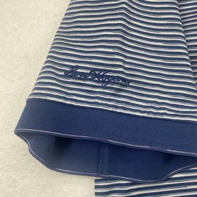 Ben Hogan Men's Performance Stripe Polo Golf Shirt Blue L Cotton Classic Preppy - Thumbnail 6