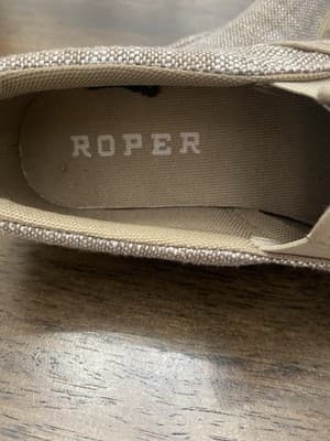 Roper Angel Fire Canvas Shoe Womens 7 Tan Comfort Slip On Casual Western Loafer - Thumbnail 3