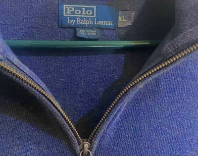 Polo Ralph Lauren Sweater Men's XL Estate Rib 1/4 Zip Pony Logo 100% Cotton Blue - Thumbnail 3