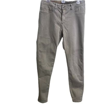 Tempo Paris L Reversible Khaki Floral Straight Leg Pants Statement Piece Moody - Thumbnail 4