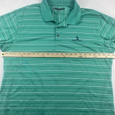 Pebble Beach Shirt Performance Mens Golf Polo Shirt Size XL Green Striped - Thumbnail 2