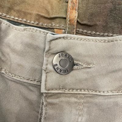 Tempo Paris L Reversible Khaki Floral Straight Leg Pants Statement Piece Moody - Thumbnail 6