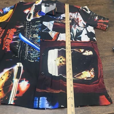 Friday the 13th Men's Medium Multicolor Jason Short Sleeve Button-Up Shirt - Thumbnail 6