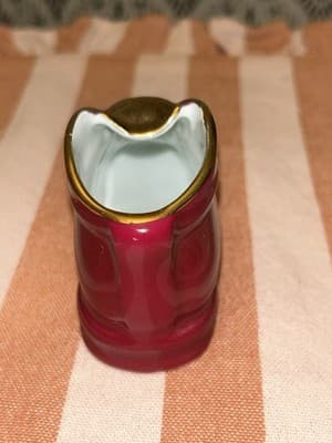 Limoges France Porcelain Mini Boot Wine Red Gold Trim Vase Ashtray Trinket VTG - Thumbnail 4
