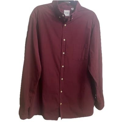 ROWM Button Down Shirt Mens XL Burgundy Long Sleeve Casual Dress Micro Check