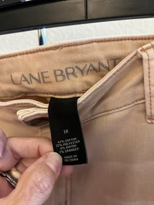 Lane Bryant Girlfriend Crop Pale Pink Denim Jeans 18 STRETCHY Precious - Thumbnail 3