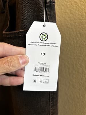 NWT Time and Tru Women's Brown Jeans High Rise Barrel Sz 18 Frayed Hem Fabulous - Thumbnail 3