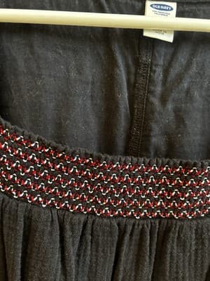 Old Navy Scandi Embroidered Square Neck Cotton Gauze Black Dress Womens Size L - Thumbnail 4