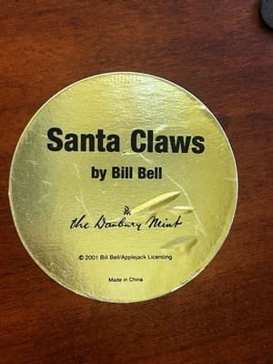 2001 THE DANBURY MINT, "SANTA CLAWS: BY BILL BELL, SIGNED Bells Figurine Vintage - Thumbnail 10