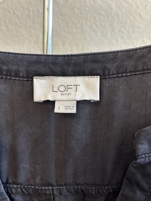 Loft Women's Causal Dark Gray Curve Hem Shirt Dress Size Large Pockets - Thumbnail 3