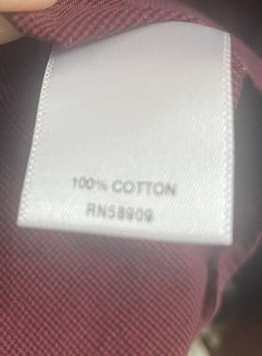 ROWM Button Down Shirt Mens XL Burgundy Long Sleeve Casual Dress Micro Check - Thumbnail 3