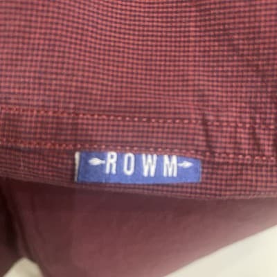 ROWM Button Down Shirt Mens XL Burgundy Long Sleeve Casual Dress Micro Check - Thumbnail 5