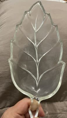 Vintage Clear Glass Leaf-shaped Dish A Hazel-Atlas Piece 1950s Made USA Fall