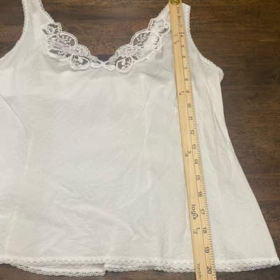 White Cotton Camisole Adjustable Straps and Lace CottageCore Minimalist - Thumbnail 6